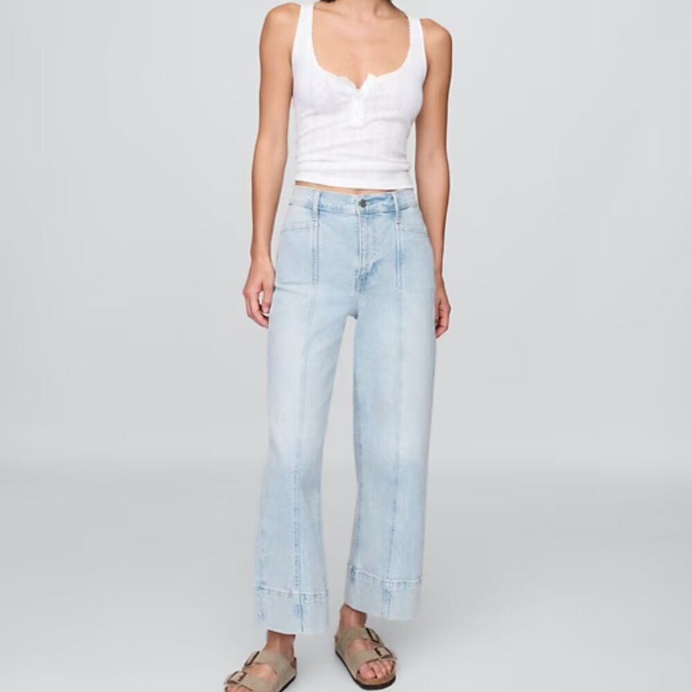 High Rise Stride Wide-Leg Ankle Jeans